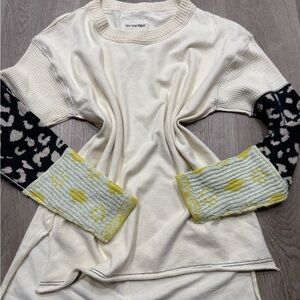 Free People Cream Ribbed Knit Sweater